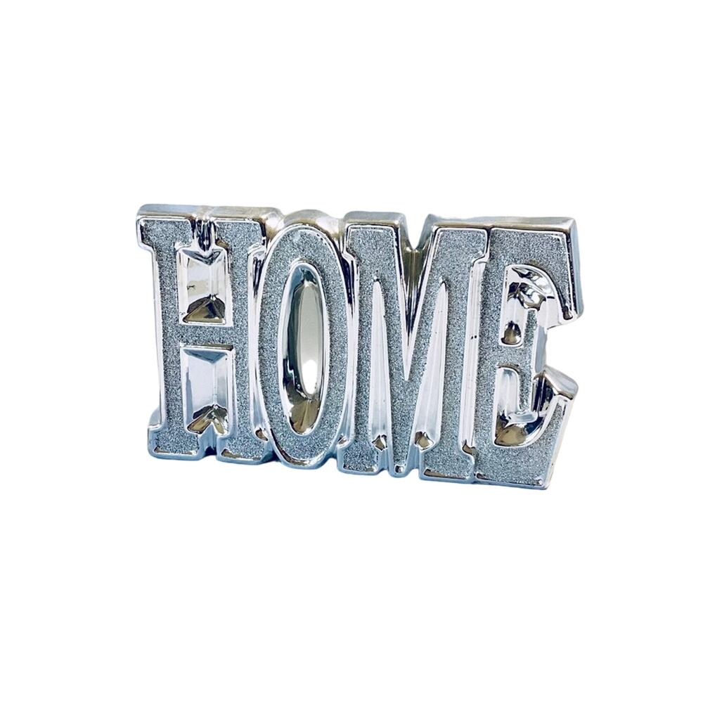 Silver Glitter HOME Sign